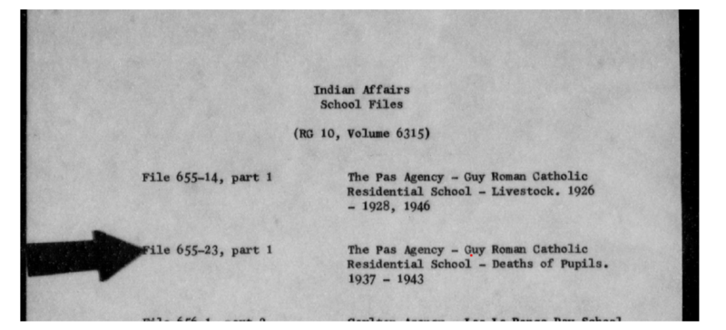 An excerpt of an archival document showing School Files