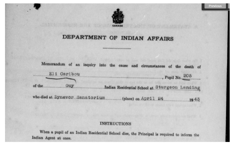 An archival document from the Department of Indian Affairs