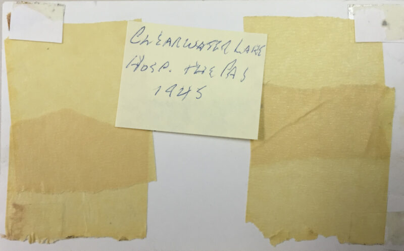 Verso: Sticky note: "Clearwater Lake Hosp. The Pas 1945"
