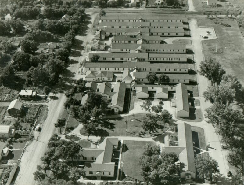 An aerial view of the Brandon Sanatorium.