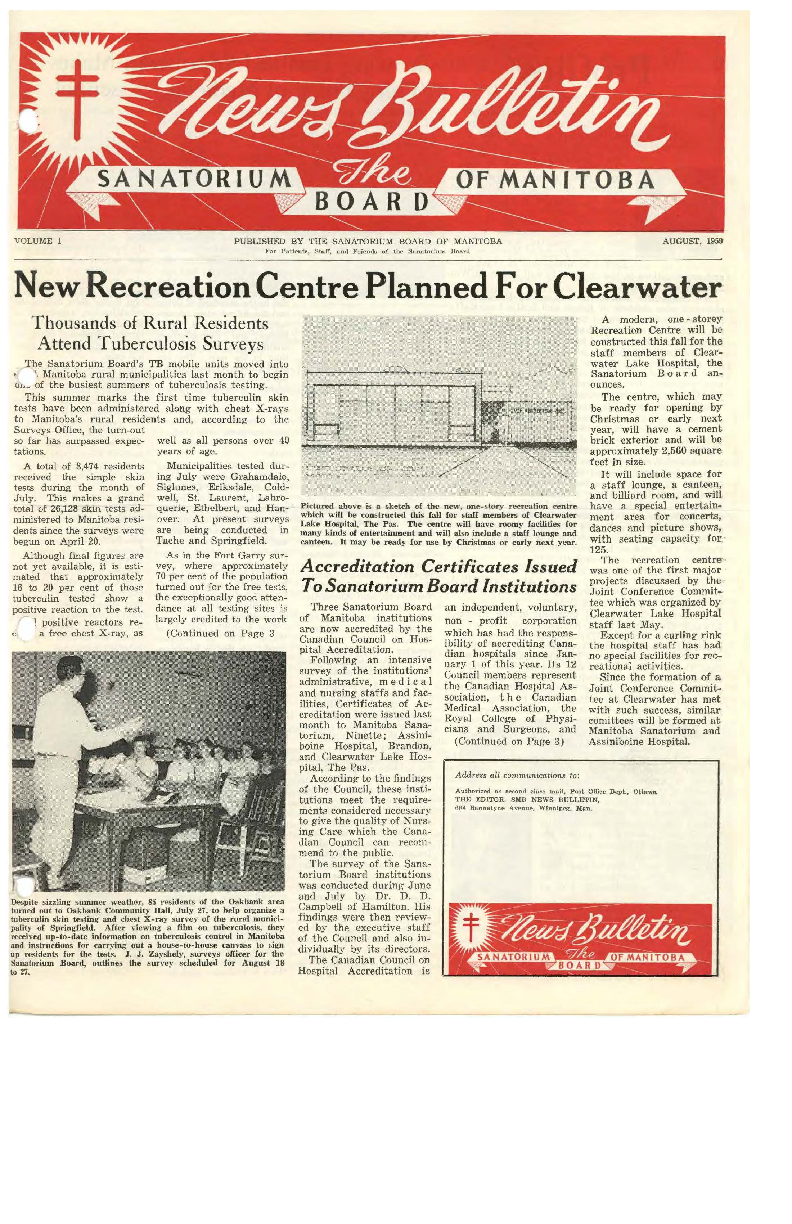 Image of cover: Sanatorium Board of Manitoba - News Bulletin - August 1959