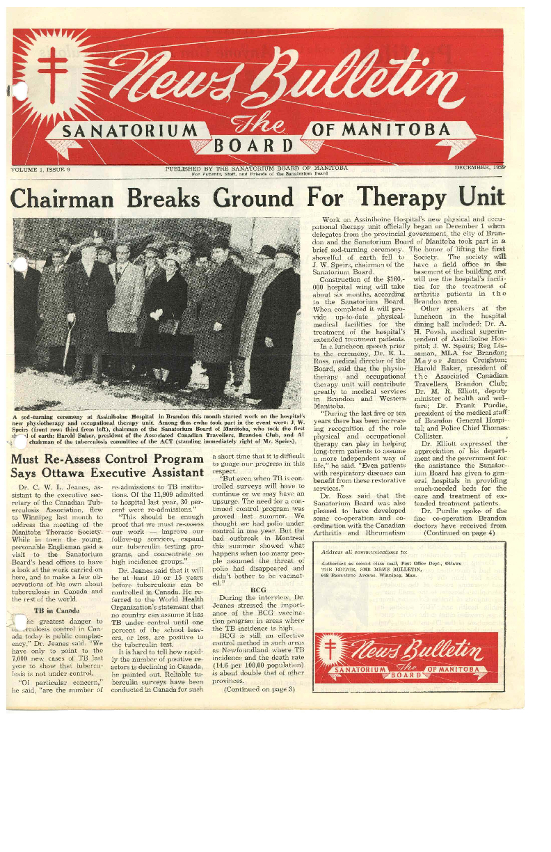 Image of cover: Sanatorium Board of Manitoba - News Bulletin - December 1959