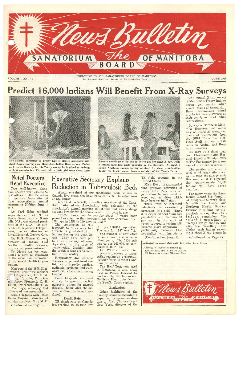 Image of cover: Sanatorium Board of Manitoba - News Bulletin - June 1959