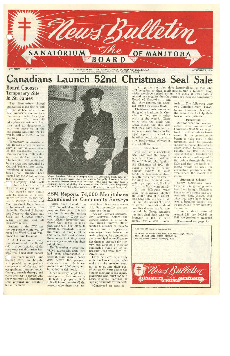 Image of cover: Sanatorium Board of Manitoba - News Bulletin - November 1959