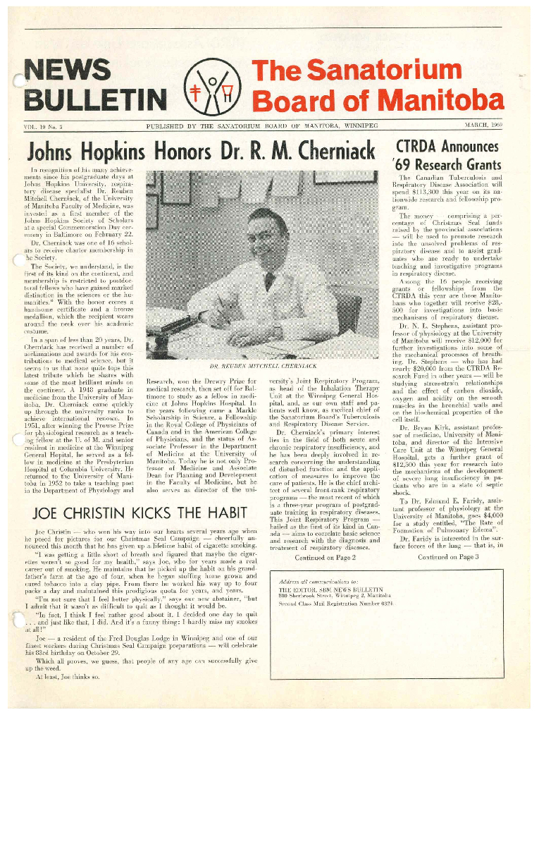 Image of cover: Sanatorium Board of Manitoba - News Bulletin - March 1969