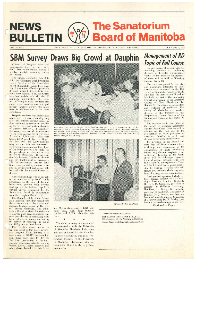 Image of cover: Sanatorium Board of Manitoba - News Bulletin - June/July 1969