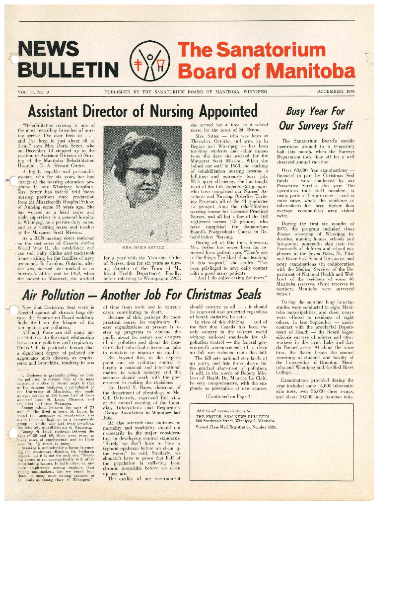 Image of cover: Sanatorium Board of Manitoba - News Bulletin - December 1970