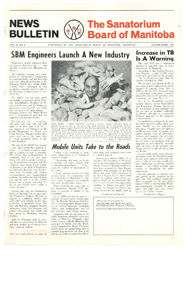 Image of cover: Sanatorium Board of Manitoba - News Bulletin - March/April 1971