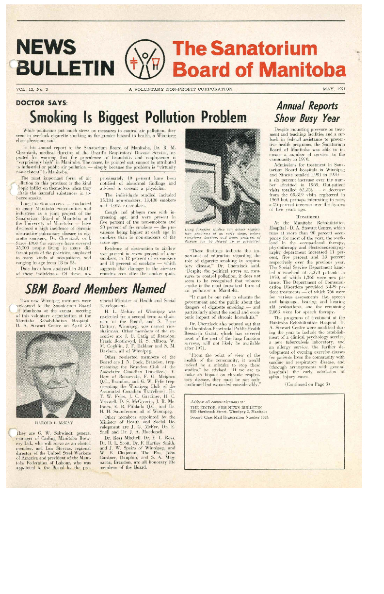 Image of cover: Sanatorium Board of Manitoba - News Bulletin - May 1971