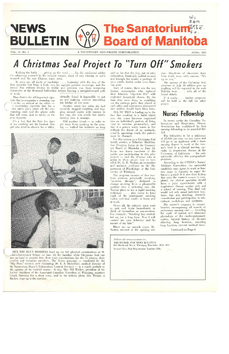 Image of cover: Sanatorium Board of Manitoba - News Bulletin - June 1972