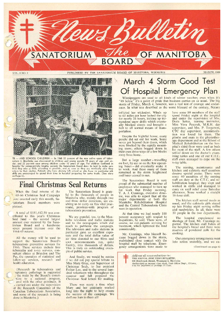 Image of cover: Sanatorium Board of Manitoba - News Bulletin - March 1966