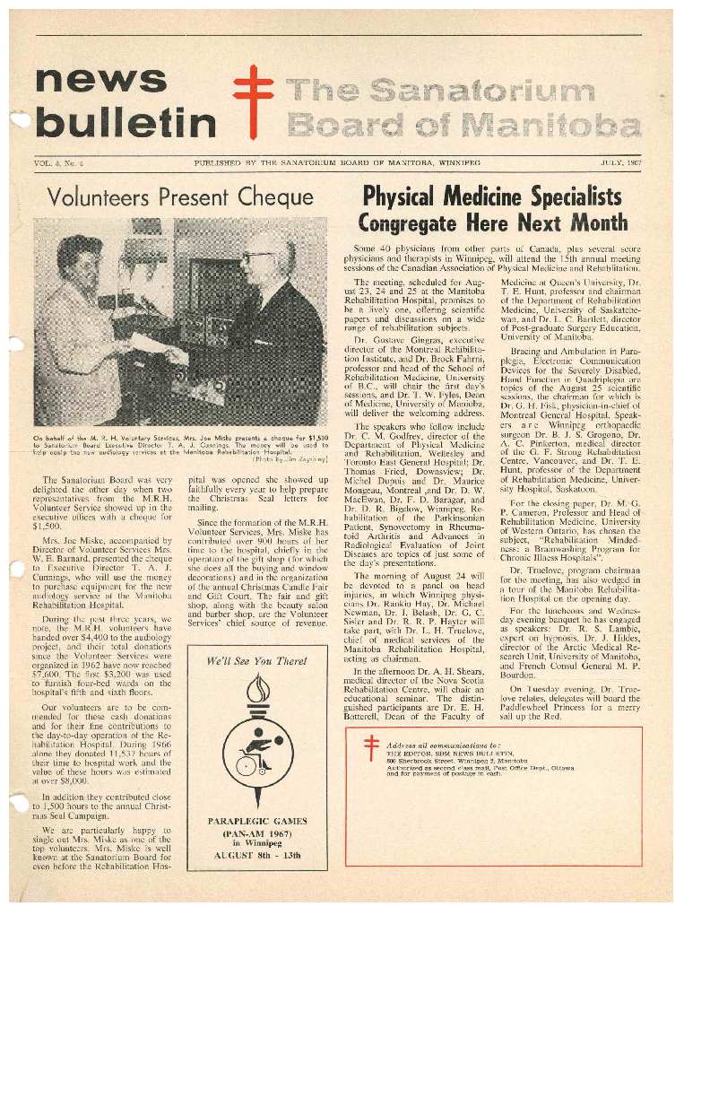 Image of cover: Sanatorium Board of Manitoba - News Bulletin - July 1967