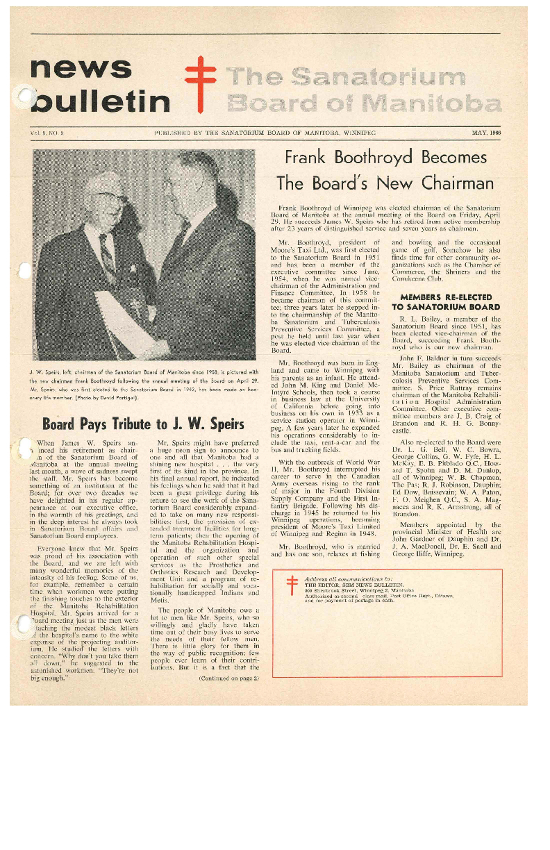 Image of cover: Sanatorium Board of Manitoba - News Bulletin - May 1966