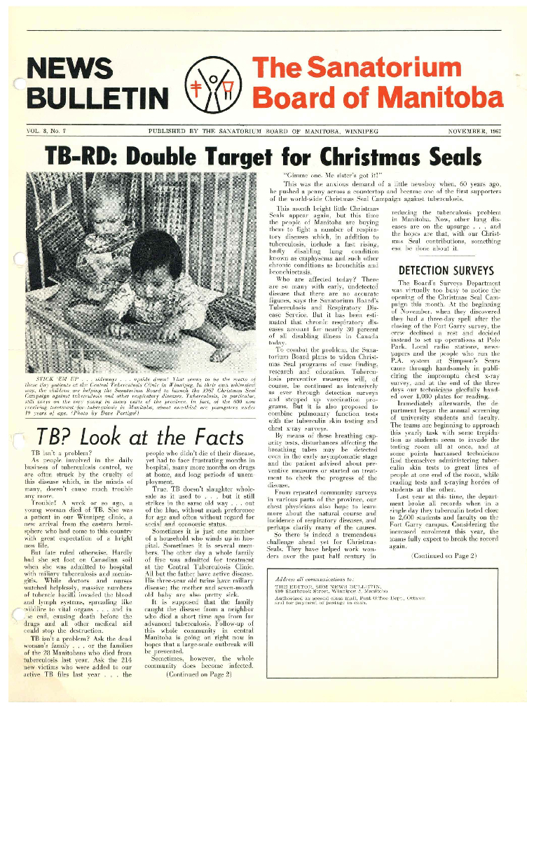 Image of cover: Sanatorium Board of Manitoba - News Bulletin - November 1967