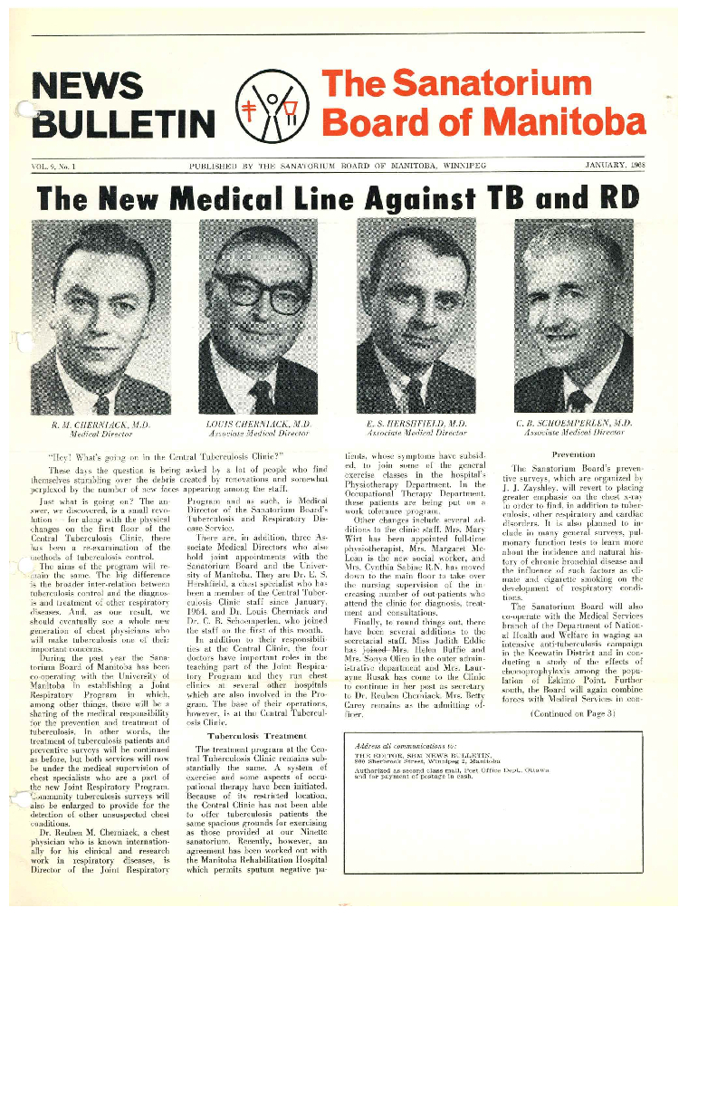 Image of cover: Sanatorium Board of Manitoba - News Bulletin - January 1968