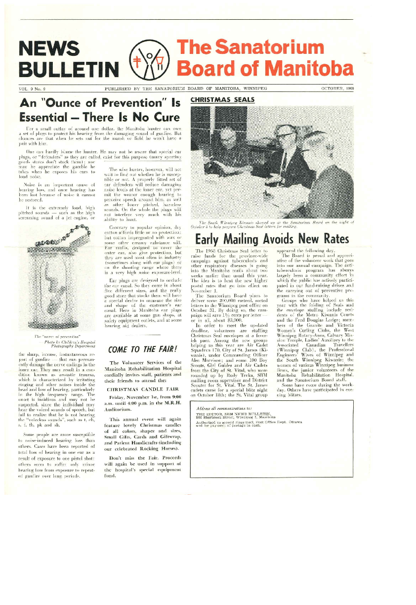 Image of cover: Sanatorium Board of Manitoba - News Bulletin - September 1968