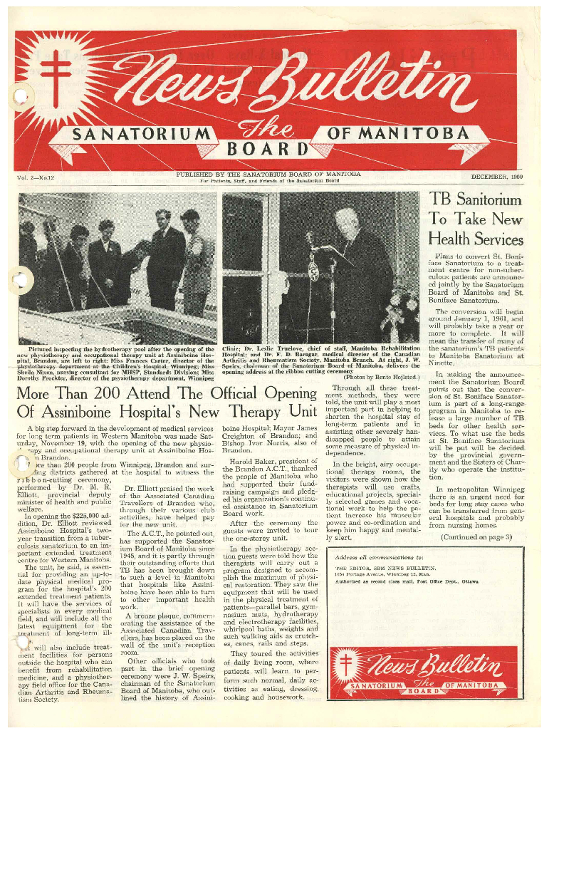 Image of cover: Sanatorium Board of Manitoba - News Bulletin - December 1960