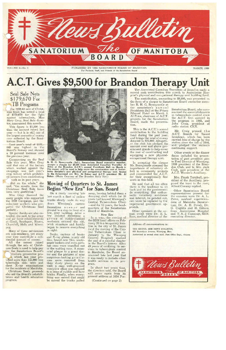 Image of cover: Sanatorium Board of Manitoba - News Bulletin - March 1960