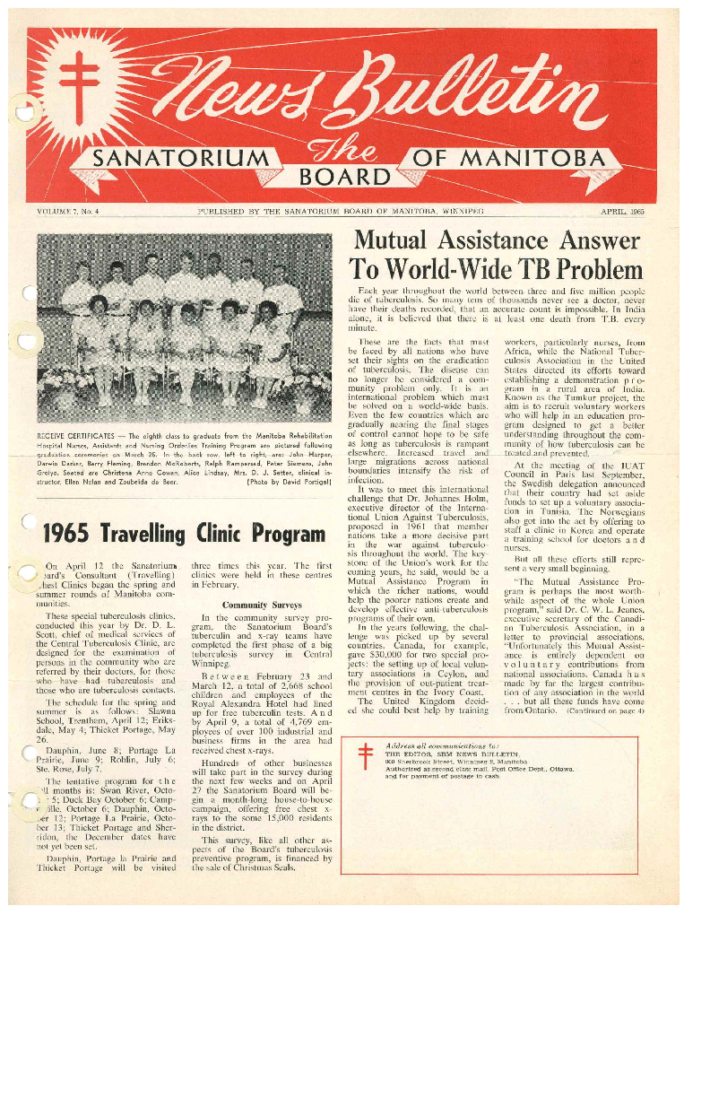 Image of cover: Sanatorium Board of Manitoba - News Bulletin - April 1965