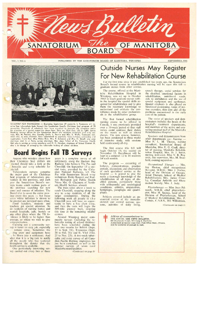 Image of cover: Sanatorium Board of Manitoba - News Bulletin - September 1965