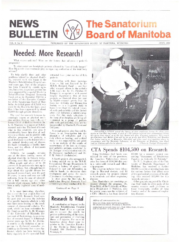 Image of cover: Sanatorium Board of Manitoba - News Bulletin - June 1968