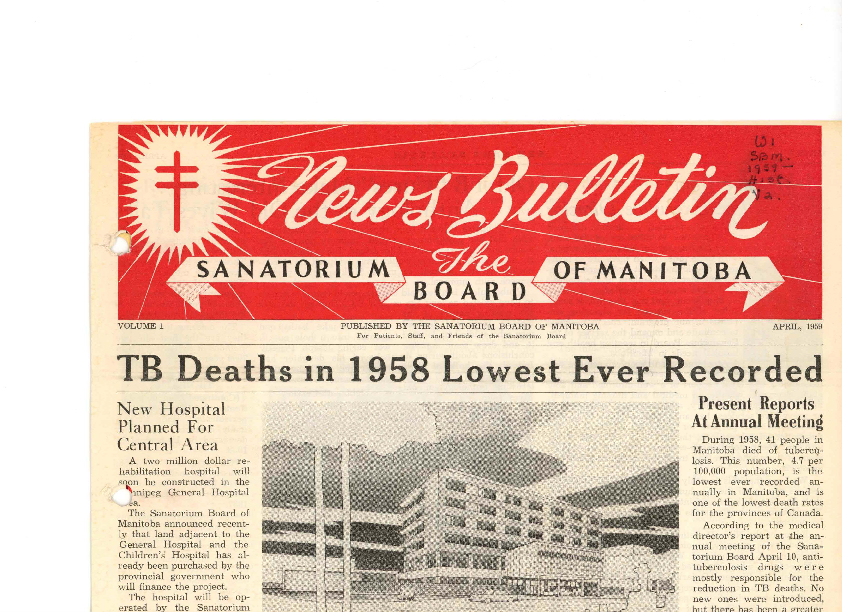 Image of cover: Sanatorium Board of Manitoba - News Bulletin - April 1959