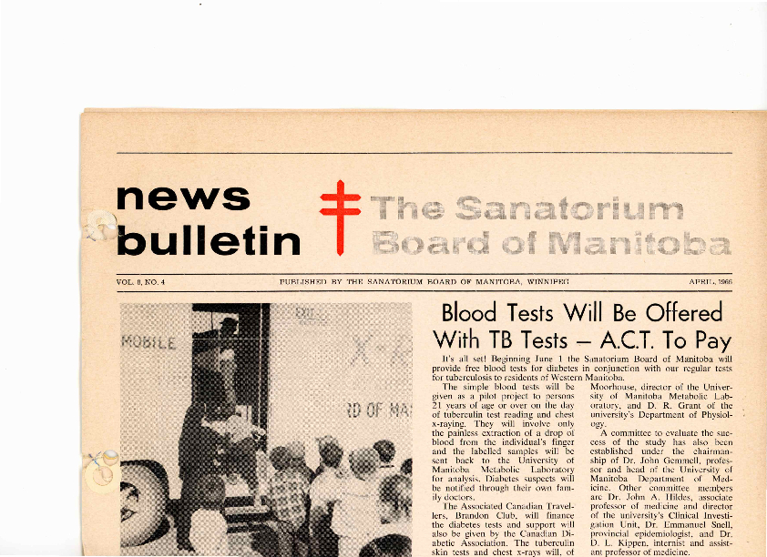 Image of cover: Sanatorium Board of Manitoba - News Bulletin - April 1966