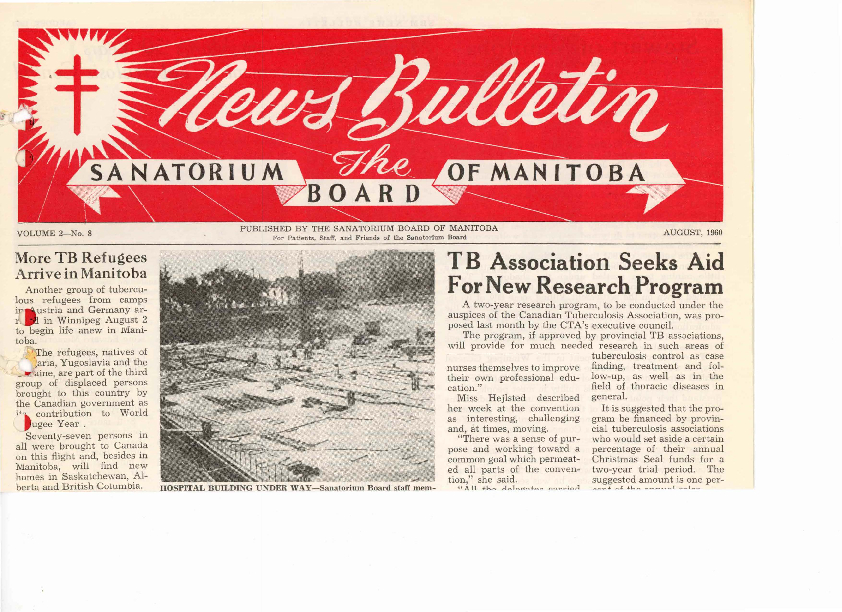 Image of cover: Sanatorium Board of Manitoba - News Bulletin - August 1960