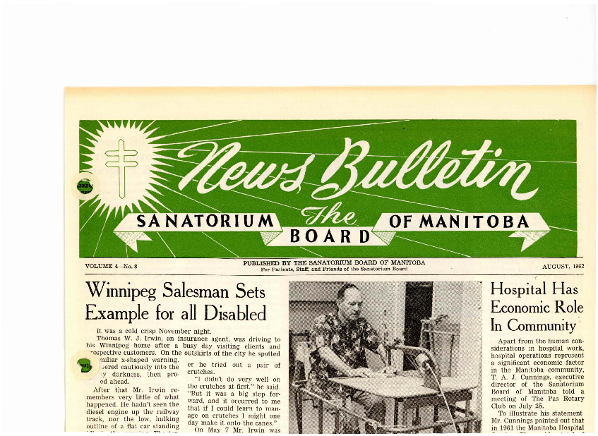 Image of cover: Sanatorium Board of Manitoba - News Bulletin - August 1962