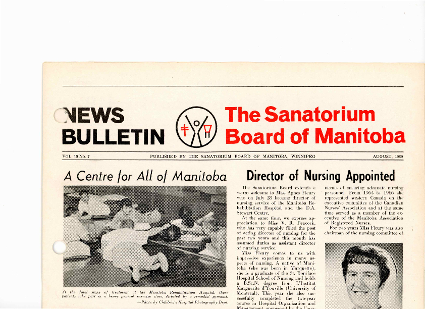 Image of cover: Sanatorium Board of Manitoba - News Bulletin - August 1969
