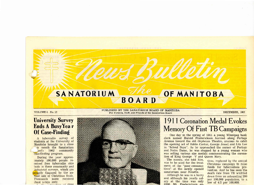 Image of cover: Sanatorium Board of Manitoba - News Bulletin - December 1962