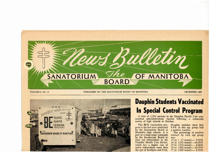 Image of cover: Sanatorium Board of Manitoba - News Bulletin - December 1963