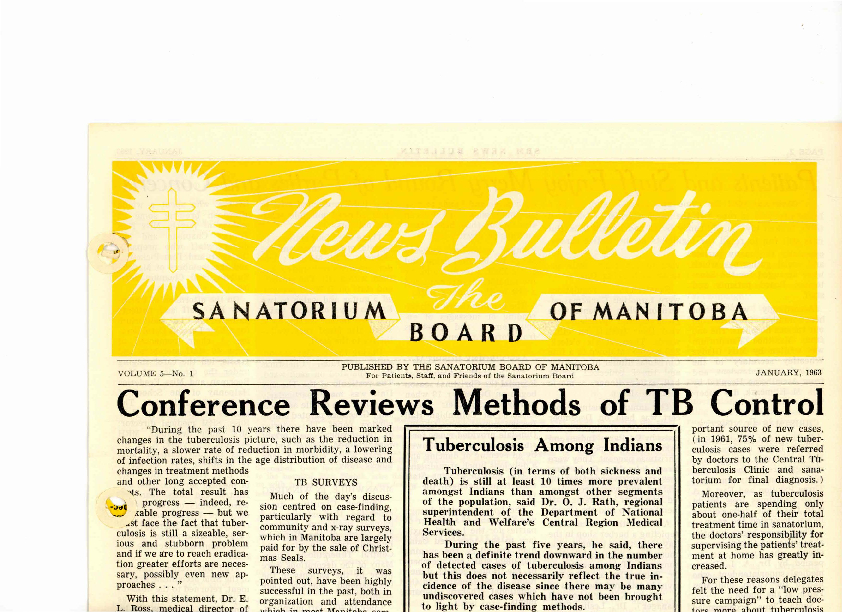 Image of cover: Sanatorium Board of Manitoba - News Bulletin - January 1963