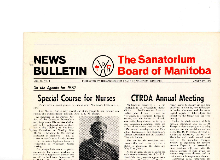 Image of cover: Sanatorium Board of Manitoba - News Bulletin - January 1970
