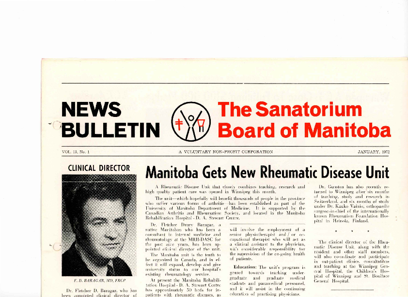 Image of cover: Sanatorium Board of Manitoba - News Bulletin - January 1972