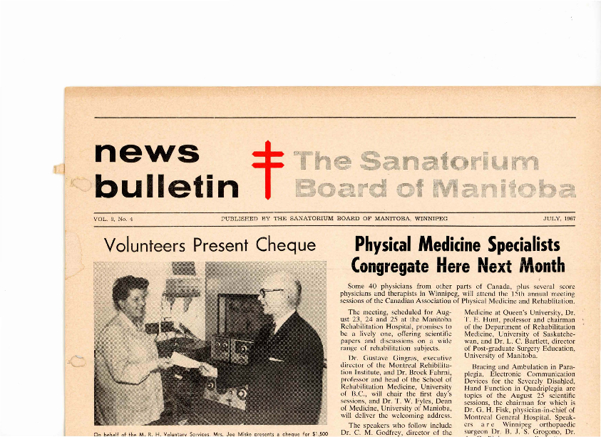 Image of cover: Sanatorium Board of Manitoba - News Bulletin - July 1967