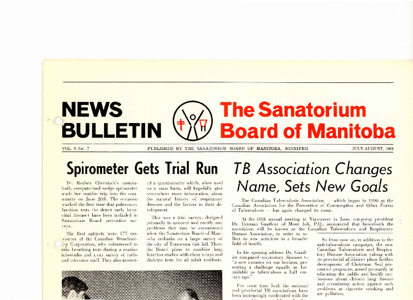 Image of cover: Sanatorium Board of Manitoba - News Bulletin - July-August 1968
