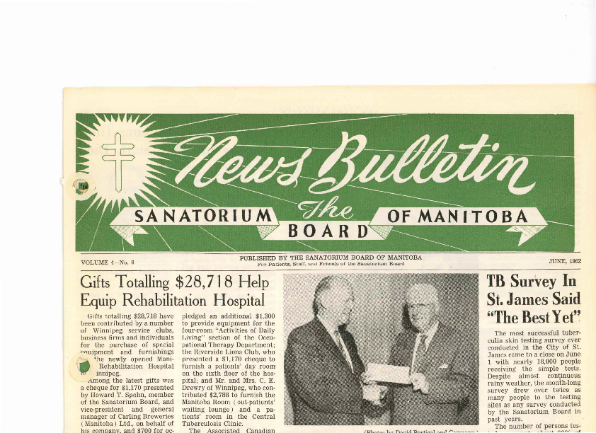 Image of cover: Sanatorium Board of Manitoba - News Bulletin - June 1962