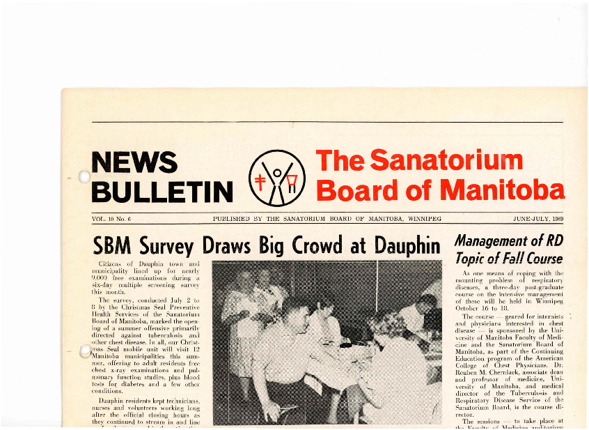 Image of cover: Sanatorium Board of Manitoba - News Bulletin - June-July 1969