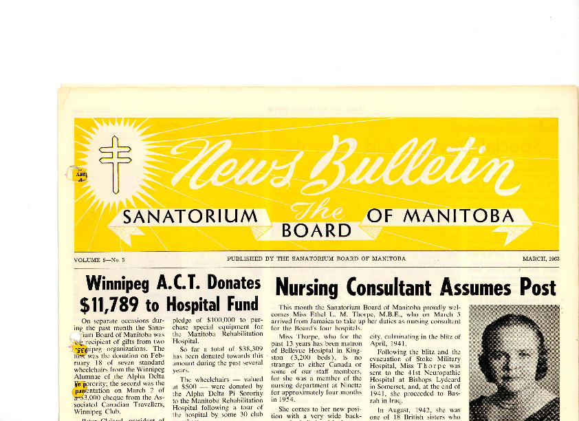 Image of cover: Sanatorium Board of Manitoba - News Bulletin - March 1963