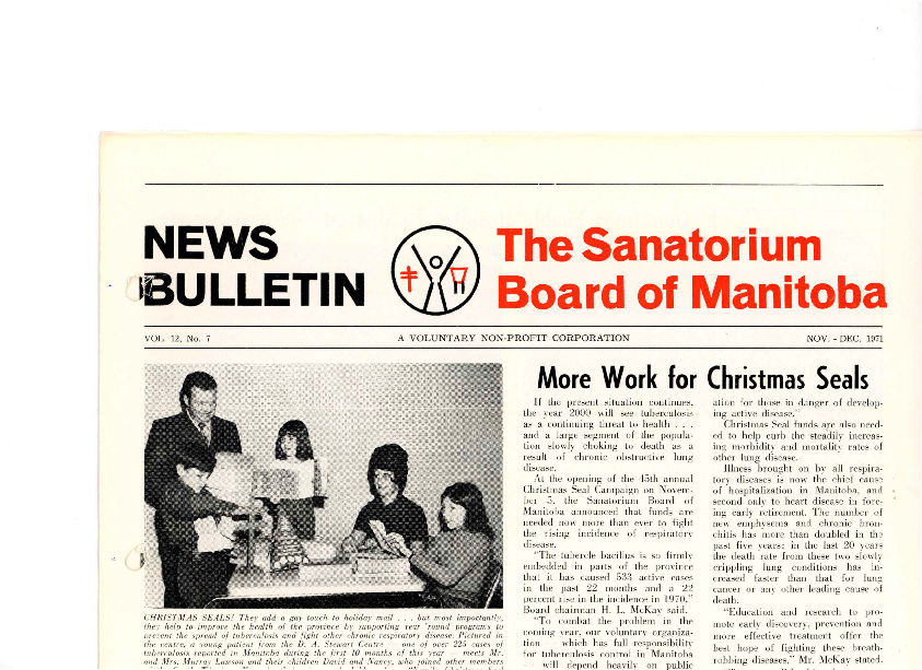Image of cover: Sanatorium Board of Manitoba - News Bulletin - November-December 1971