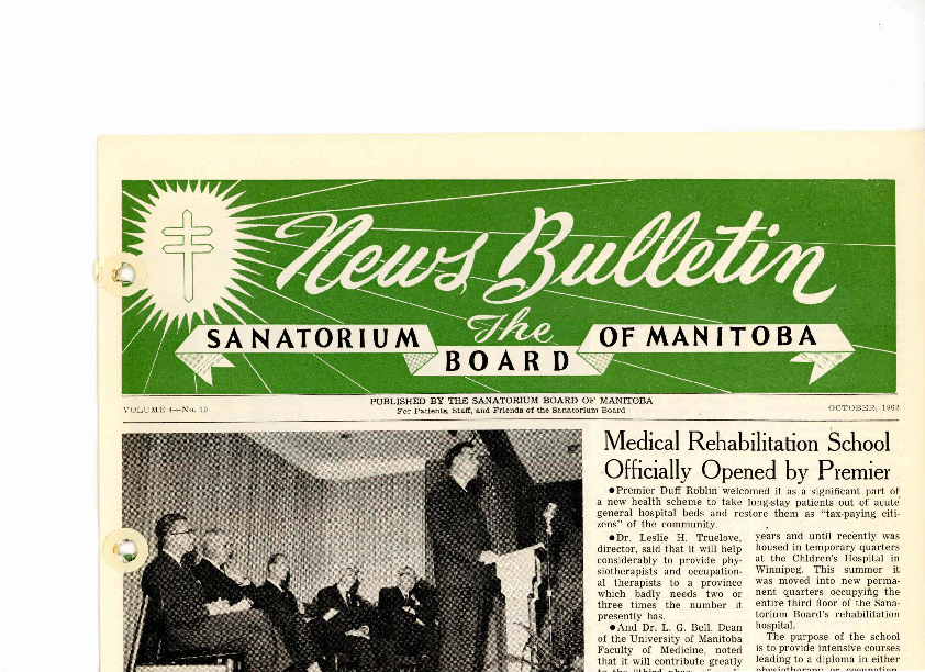 Image of cover: Sanatorium Board of Manitoba - News Bulletin - October 1962