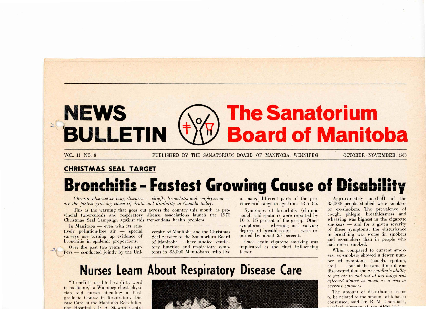 Image of cover: Sanatorium Board of Manitoba - News Bulletin - October-November 1970