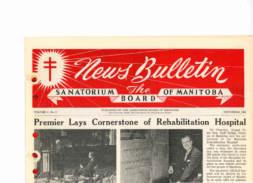 Image of cover: Sanatorium Board of Manitoba - News Bulletin - September 1961