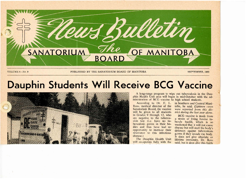 Image of cover: Sanatorium Board of Manitoba - News Bulletin - September 1963