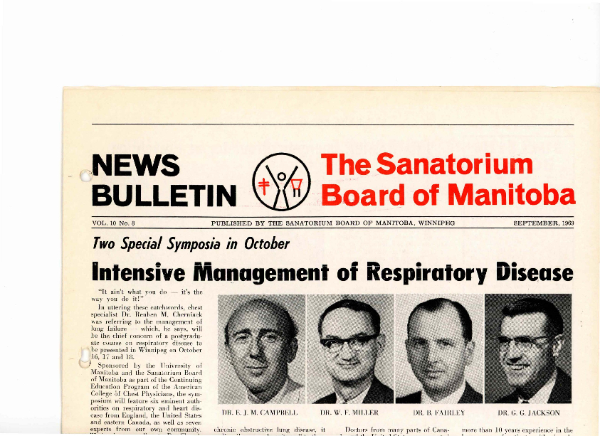 Image of cover: Sanatorium Board of Manitoba - News Bulletin - September 1969