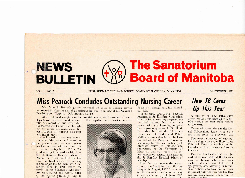 Image of cover: Sanatorium Board of Manitoba - News Bulletin - September 1970