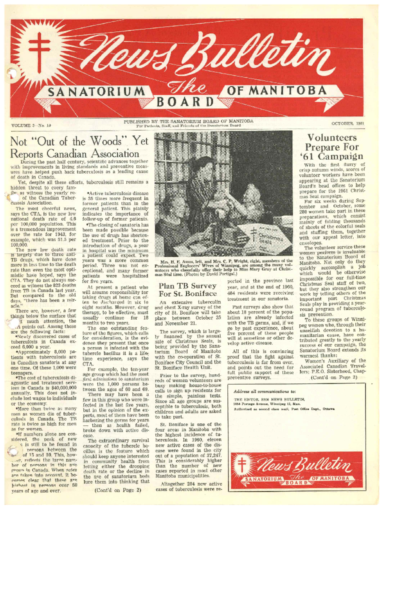 Image of cover: Sanatorium Board of Manitoba - News Bulletin - October 1961