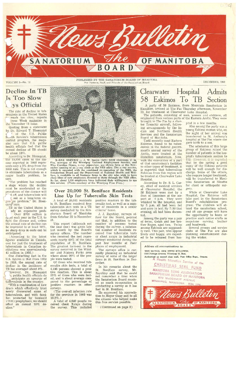 Image of cover: Sanatorium Board of Manitoba - News Bulletin - December 1961