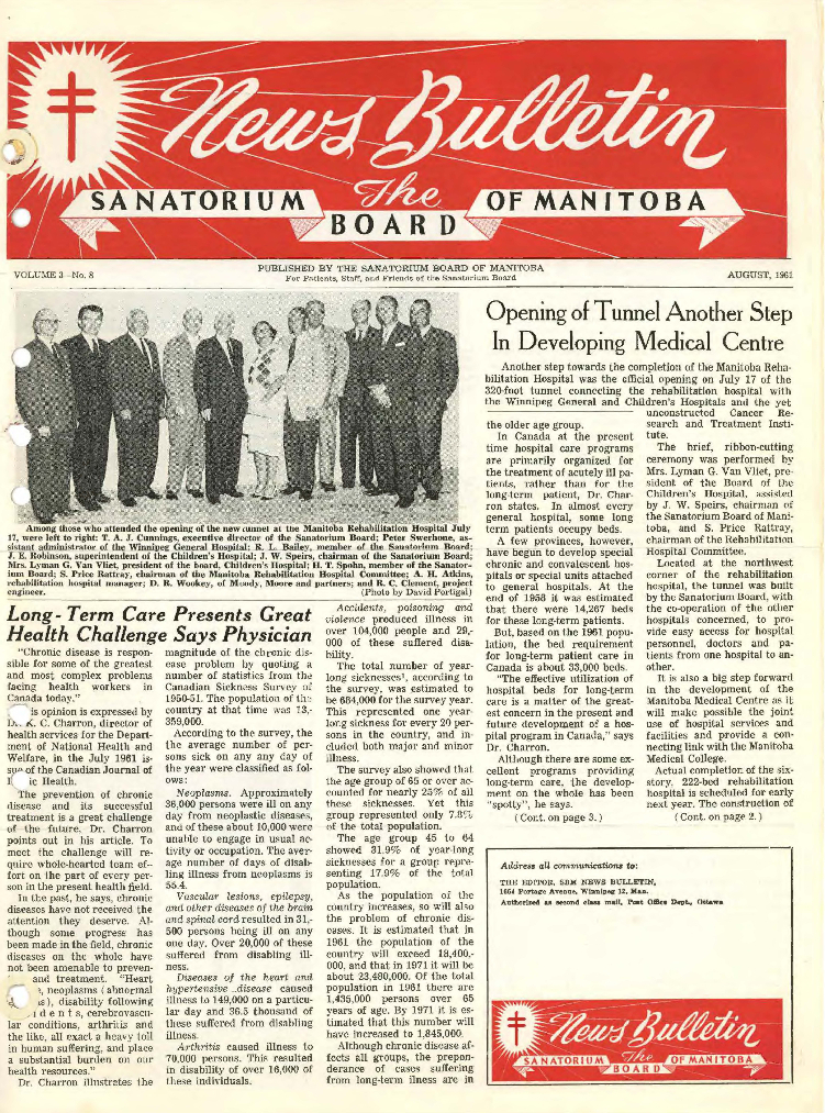 Image of cover: Sanatorium Board of Manitoba - News Bulletin - August 1961